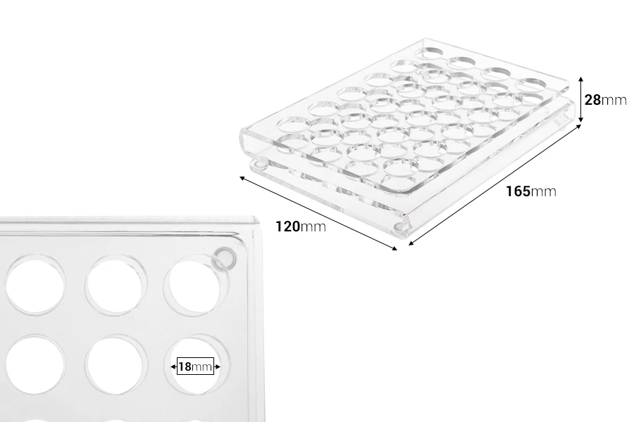 Σταντ (stand) plexiglass 165x120x28 με πόδια σιλικόνης - 24 θέσεων (άνοιγμα τρύπας 18 mm)