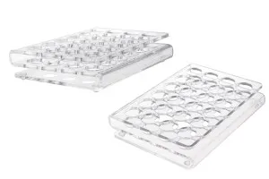 Plexiglass display rack stand in size 165x120x28 with silicon feet and 24 holes (21 mm hole opening)