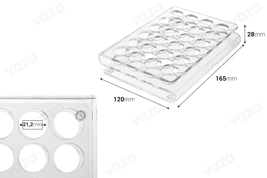 Stend Plexiglass 165x120x28 me këmbë silikoni - 24 vende (vrimat 21 mm) Stend Plexiglass 165x120x28 me këmbë silikoni - 24 vende (vrimat 21 mm)-imazh_dimensione