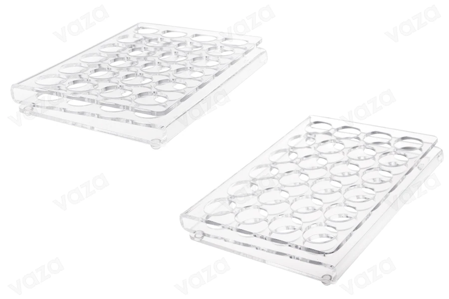 Plexiglass display rack stand in size 190x140x28 with silicon feet and 24 holes (25 mm hole opening) Plexiglass display rack stand in size 190x140x28 with silicon feet and 24 holes (25 mm hole opening)-image_product