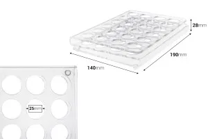 Σταντ (stand) plexiglass 190x140x28 με πόδια σιλικόνης - 24 θέσεων (άνοιγμα τρύπας 25 mm)-2