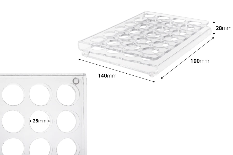 Stand (stand) Plexiglas 190x140x28 - 24 Ablagen (Durchmesser 25 mm) Stand (stand) Plexiglas 190x140x28 - 24 Ablagen (Durchmesser 25 mm)