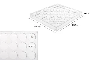 Alzata (stand) plexiglass 264x232x26 mm - 56 posti (apertura fori 27,5 mm)-2