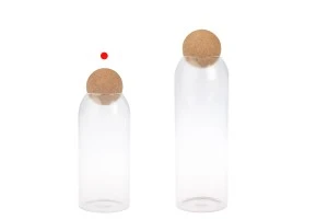 1100 ml transparent glass jar with natural cork in spherical shape-5