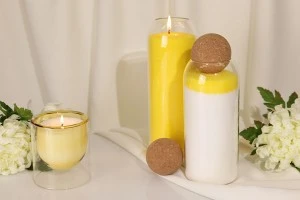 1100 ml transparent glass jar with natural cork in spherical shape-3