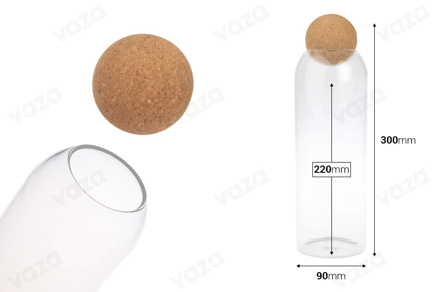 Γυάλινο δοχείο 1400 ml διάφανο με φυσικό φελλό σε σφαιρικό σχήμα Γυάλινο δοχείο 1400 ml διάφανο με φυσικό φελλό σε σφαιρικό σχήμα-εικόνα_διαστάσεις
