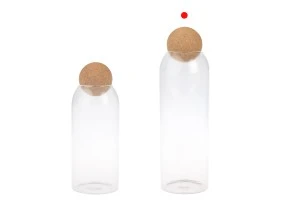 1400 ml transparent glass jar with natural cork in spherical shape-5