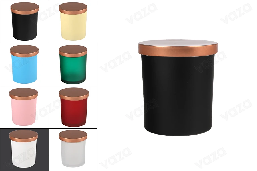 Βάζο γυάλινο 300 ml με μεταλλικό καπάκι και λάστιχο σε διάφορα χρώματα Βάζο γυάλινο 300 ml με μεταλλικό καπάκι και λάστιχο σε διάφορα χρώματα-εικόνα_σύνθεση