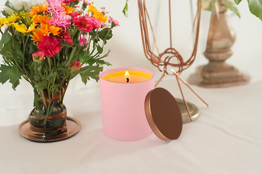 Glass jar 300 ml with metal cap and rubber in different colors