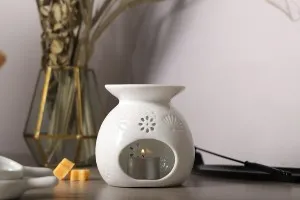 Brûleur en céramique de couleur blanche pour fondants de cire et huiles-3