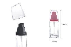 Cremespender aus Glas 30ml mit transparentem Deckel -rote oder schwarze Pumpe-2