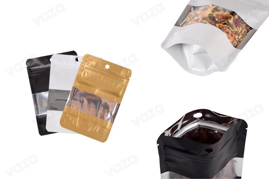 Σακουλάκια αλουμινίου τύπου Doy Pack 100x30x150 mm με κλείσιμο "zip", παράθυρο και δυνατότητα σφράγισης με θερμοκόλληση - 100 τμχ Σακουλάκια αλουμινίου τύπου Doy Pack 100x30x150 mm με κλείσιμο "zip", παράθυρο και δυνατότητα σφράγισης με θερμοκόλληση - 100 τμχ-εικόνα_προϊοντική