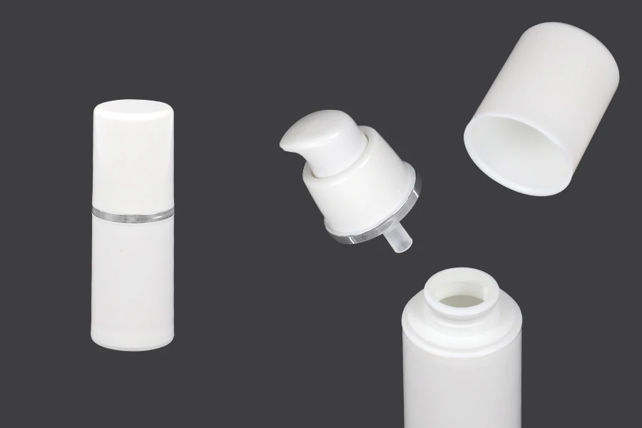 15ml airless plastic lotion cream bottle with silver stripe