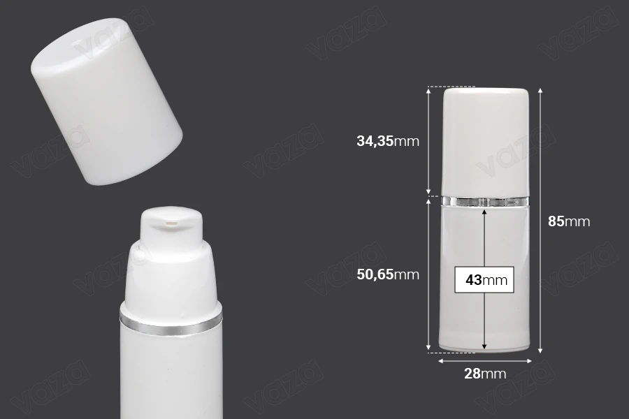 Μπουκαλάκι airless για κρέμα 15 ml πλαστικό λευκό με ασημί ρίγα Μπουκαλάκι airless για κρέμα 15 ml πλαστικό λευκό με ασημί ρίγα-εικόνα_διαστάσεις
