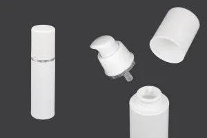 White 30ml airless plastic lotion cream bottle with silver stripe-1