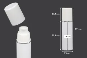White 30ml airless plastic lotion cream bottle with silver stripe-2