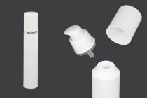 Μπουκαλάκι airless για κρέμα 50 ml πλαστικό λευκό με ασημί ρίγα Μπουκαλάκι airless για κρέμα 50 ml πλαστικό λευκό με ασημί ρίγα