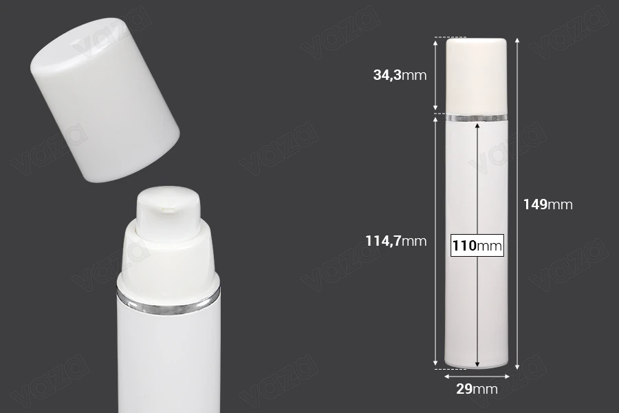 Μπουκαλάκι airless για κρέμα 50 ml πλαστικό λευκό με ασημί ρίγα Μπουκαλάκι airless για κρέμα 50 ml πλαστικό λευκό με ασημί ρίγα-εικόνα_διαστάσεις