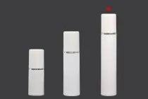Μπουκαλάκι airless για κρέμα 50 ml πλαστικό λευκό με ασημί ρίγα Μπουκαλάκι airless για κρέμα 50 ml πλαστικό λευκό με ασημί ρίγα
