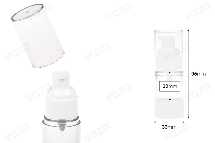 Μπουκάλι πλαστικό Airless για κρέμα διάφανο 15 ml-εικόνα_διαστάσεις