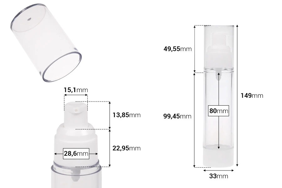 Μπουκάλι πλαστικό Airless για κρέμα διάφανο 50 ml Μπουκάλι πλαστικό Airless για κρέμα διάφανο 50 ml