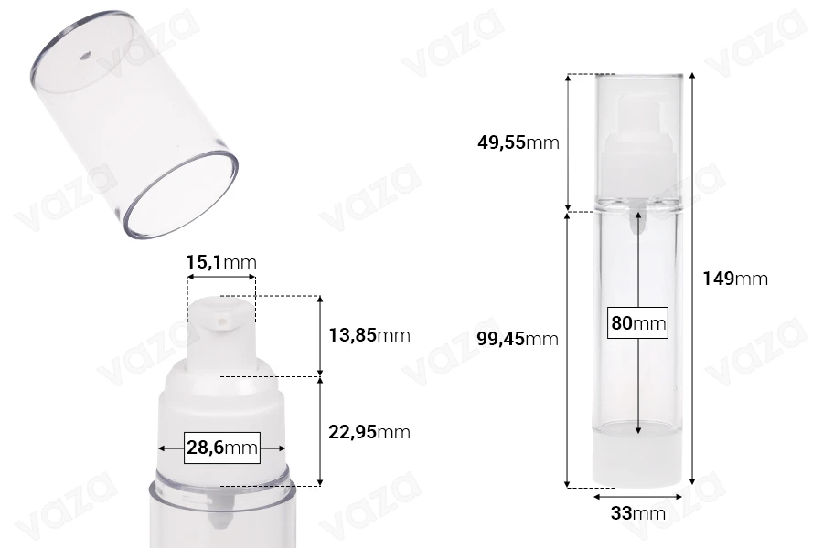 Μπουκάλι πλαστικό Airless για κρέμα διάφανο 50 ml Μπουκάλι πλαστικό Airless για κρέμα διάφανο 50 ml-εικόνα_διαστάσεις