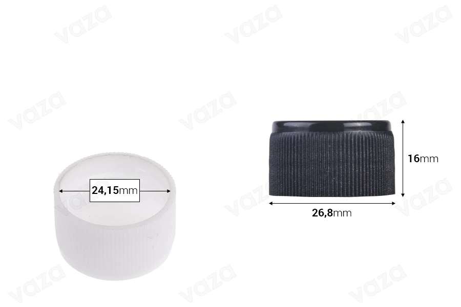 Lid plastic PP 24 white or black with inner gasket Lid plastic PP 24 white or black with inner gasket-image_dimensions