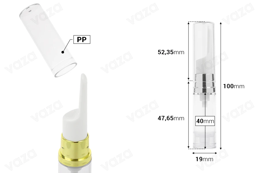 Μπουκαλάκι Airless 5 ml για serum διάφανο με καπάκι - 2 χρώματα-εικόνα_διαστάσεις
