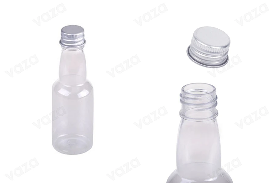 Flasche aus Kunststoff transparent 70 ml mit Alu- Deckel und innerem Liner-produktbild