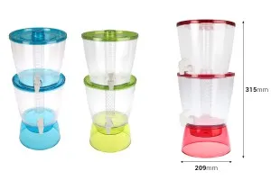 13L plastic double layer drinks dispenser with 2 taps and integrated ice tube in 3 colors-2