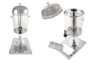 Récipient de service métallique en acier inoxydable avec robinet en plastique et tube intérieur en inox pour les glaçons - 8litres-1