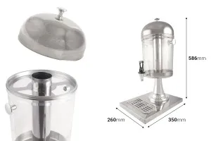 Récipient de service métallique en acier inoxydable avec robinet en plastique et tube intérieur en inox pour les glaçons - 8litres-2
