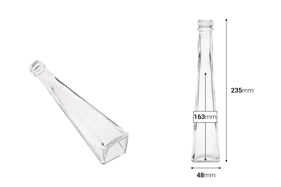 120ml pyramid glass bottle for olive oil, vinegar or spirits also suitable for decoration in size 48x235 120ml pyramid glass bottle for olive oil, vinegar or spirits also suitable for decoration in size 48x235