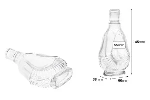130ml glass bottle for olive oil, vinegar or spirits also suitable for decoration in size 90x38x145-2