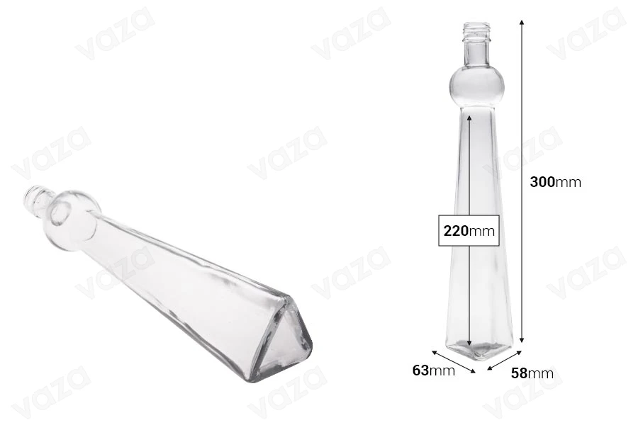 Glasflasche für Öl-Essig, Getränke oder Dekor 63x58x300 - 260 ml-bildabmessungen