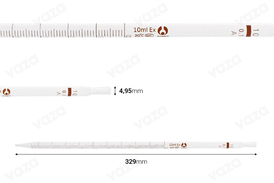 Glaspipette mit 10ml Graduierung-bildabmessungen