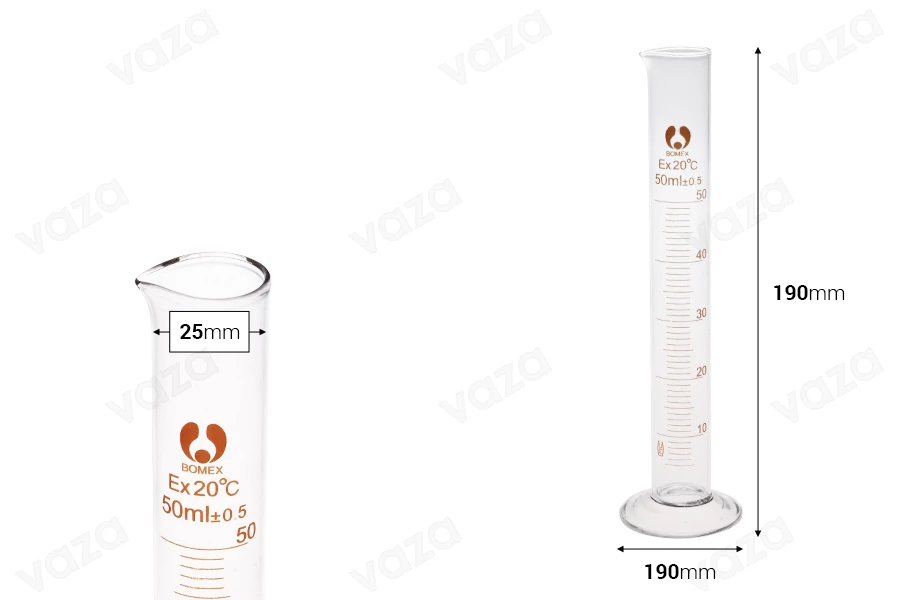 Γυάλινος ογκομετρικός σωλήνας 50 ml Γυάλινος ογκομετρικός σωλήνας 50 ml-εικόνα_διαστάσεις