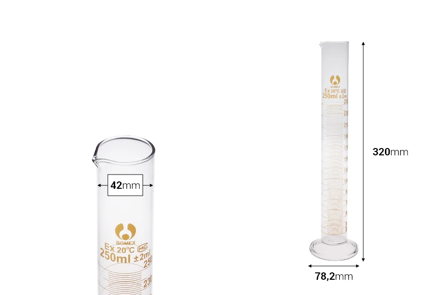 Γυάλινος ογκομετρικός σωλήνας 250 ml Γυάλινος ογκομετρικός σωλήνας 250 ml