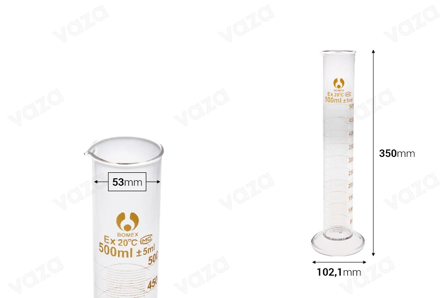 Γυάλινος ογκομετρικός σωλήνας 500 ml-εικόνα_διαστάσεις