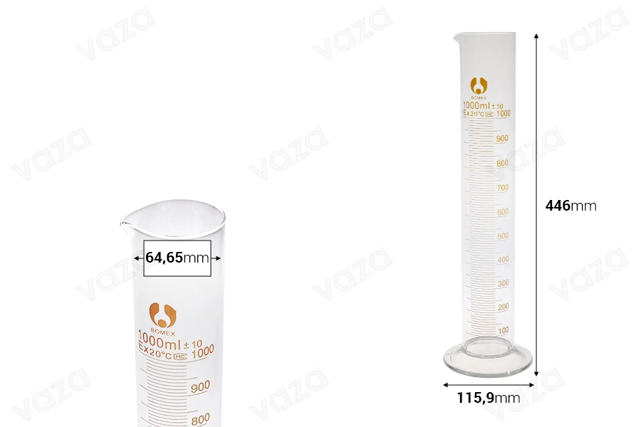 Γυάλινος ογκομετρικός σωλήνας 1000 ml Γυάλινος ογκομετρικός σωλήνας 1000 ml-εικόνα_διαστάσεις