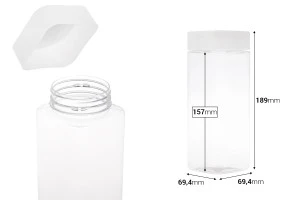 Transparent 750ml square PET jar with white cap and high-frequency inner liner-2