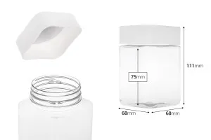 Transparent 400ml square PET jar with white cap and high-frequency inner liner-2