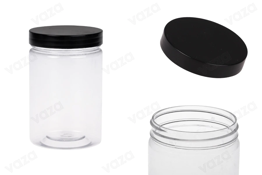 Βάζο PET για άλατα μπάνιου 250 ml πλαστικό διάφανο με μαύρο καπάκι 65x100 mm Βάζο PET για άλατα μπάνιου 250 ml πλαστικό διάφανο με μαύρο καπάκι 65x100 mm-εικόνα_προϊοντική