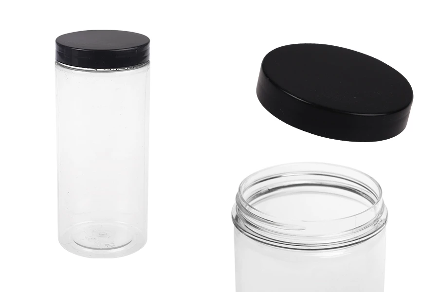 Βάζο για άλατα 400 ml πλαστικό (PET) διάφανο με μαύρο καπάκι 65x145 mm Βάζο για άλατα 400 ml πλαστικό (PET) διάφανο με μαύρο καπάκι 65x145 mm