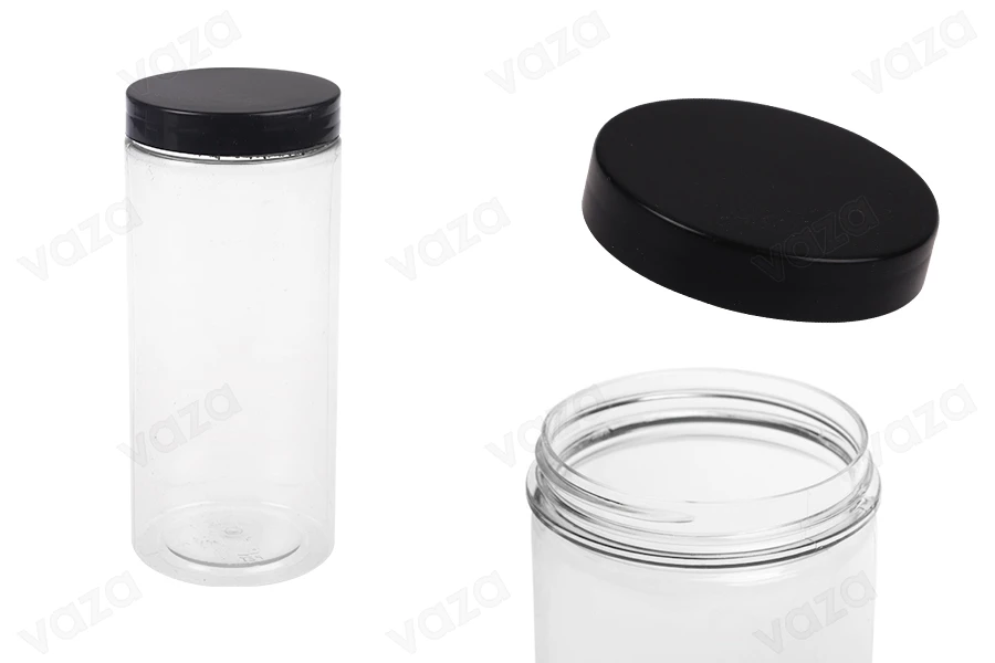 Βάζο για άλατα 400 ml πλαστικό (PET) διάφανο με μαύρο καπάκι 65x145 mm Βάζο για άλατα 400 ml πλαστικό (PET) διάφανο με μαύρο καπάκι 65x145 mm-εικόνα_προϊοντική
