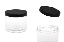 Βάζο για άλατα μπάνιου 500 ml πλαστικό (PET) διάφανο με μαύρο καπάκι 100x83 mm Βάζο για άλατα μπάνιου 500 ml πλαστικό (PET) διάφανο με μαύρο καπάκι 100x83 mm