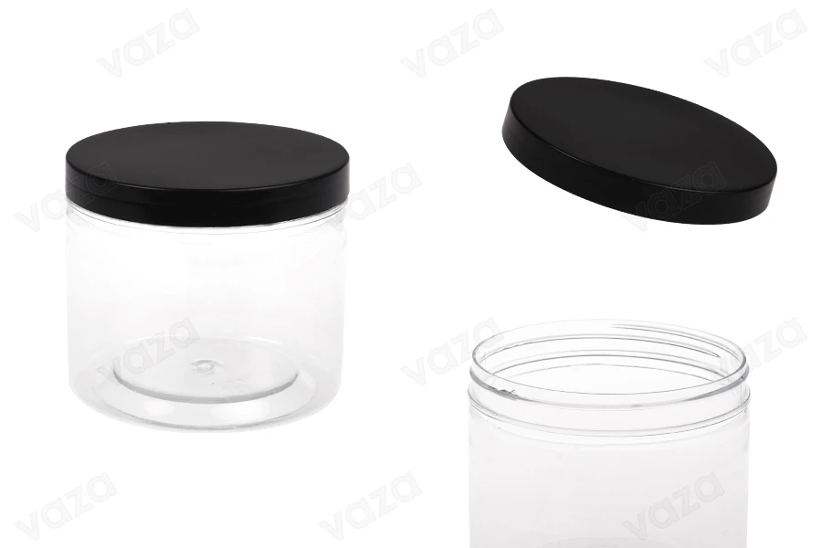 Kunststoffdose 500ml für Salze mit schwarzem Deckel 100x83mm-produktbild