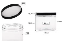 Βάζο για άλατα μπάνιου 500 ml πλαστικό (PET) διάφανο με μαύρο καπάκι 100x83 mm Βάζο για άλατα μπάνιου 500 ml πλαστικό (PET) διάφανο με μαύρο καπάκι 100x83 mm