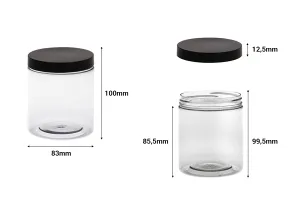 Transparent 500ml plastic jar for bath soaks with black cap in size  83x100 mm-2