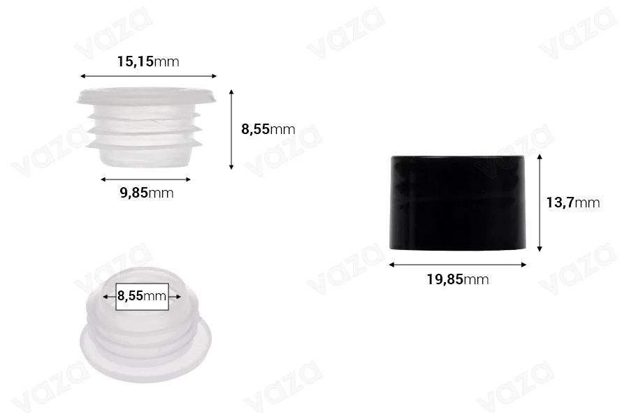 Tappo in plastica PP18 in vari colori con guarnizione interna e tappo di plastica - confezione da 20 pezzi.-dimensioni_immagine